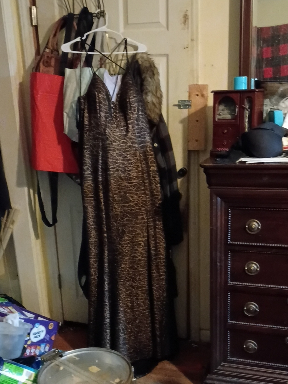Glitter Bronze Maxi Slip Dress with Spaghetti Straps